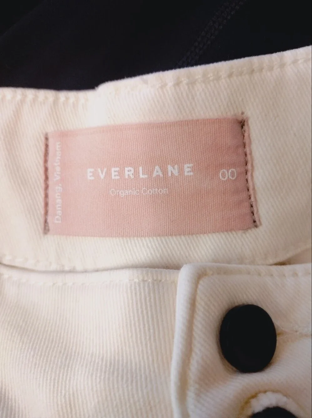 Everlane White High Rise Cropped Straight Leg Pants Double Button Minimalist